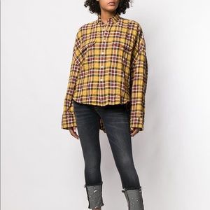 R13 Oversized Yellow Plaid Shirt